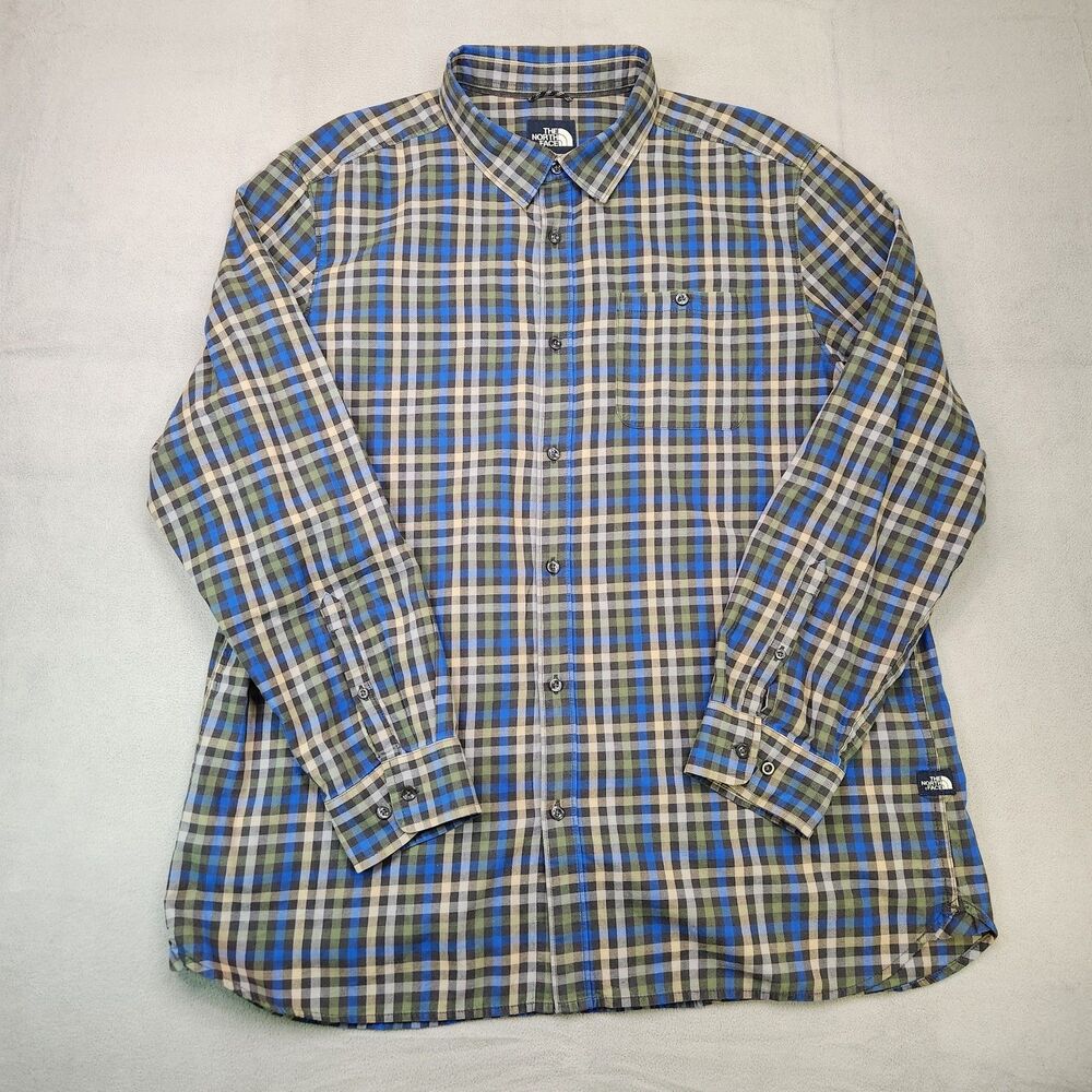 The North Face Button Up Shirt Mens 2XL Long Sleeve Check Outdoor Hiking Camping